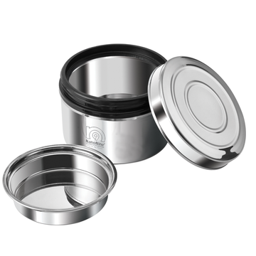 NanoNine Local Byte 300 ml Double Wall Insulated Stainless Steel Lunch Box with Steel Lid.